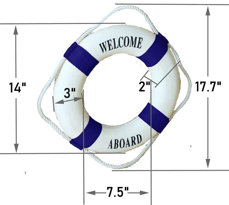 MorroMorn Lifebuoy Wall Hanging Decor - Welcome Aboard Mediterranean Style Home Decoration (Navy, 14") - Image 5